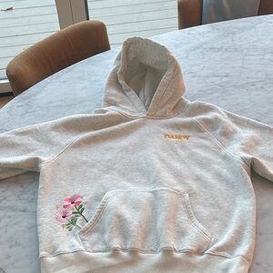 Gray Hoodie with Floral Embroidery